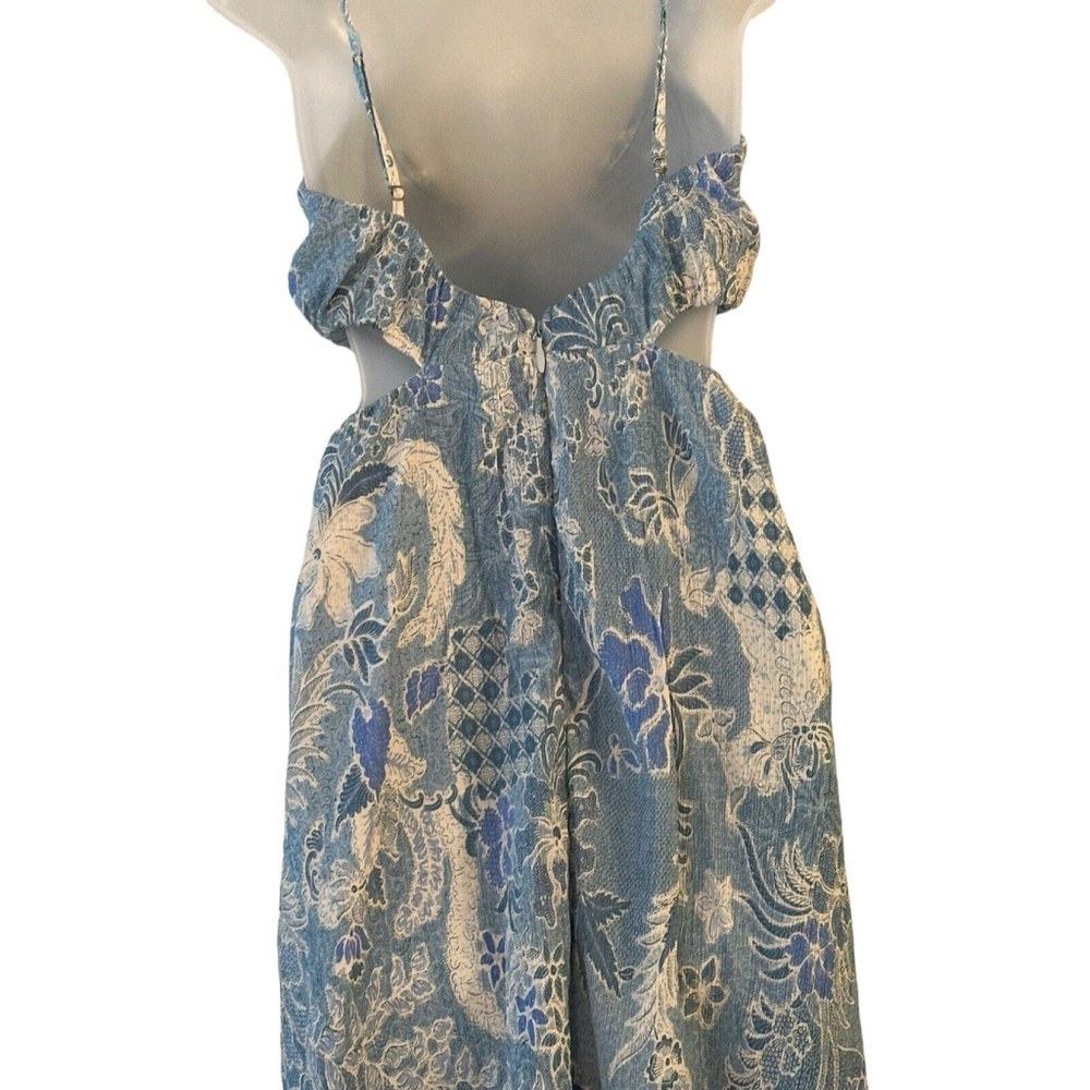 Abercrombie & Fitch Dress Small Cutout Ruffle Blue Floral Y2K 90s Fairy Coquette - Picture 8 of 16